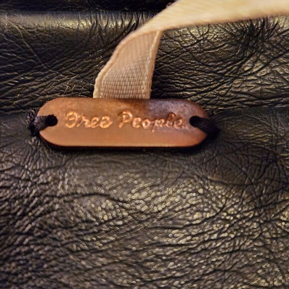 Free People Black Drapey *Washable* Vegan Leather Moto Jacket (No Hood) Sz M - Picture 8 of 14